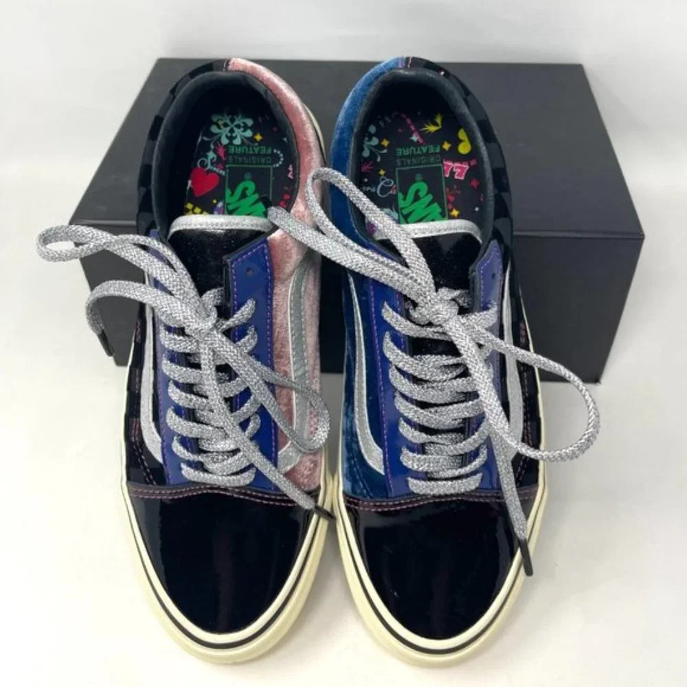 Vans Og Old Skool Lx Black Skateboarding Women Velvet Patent Leather VN0A38FW03E